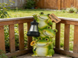 Solar Frog Lantern, Solar Powered Outdoor Garden Decor, Stacked Resin Frog Statue Light for Lawn and V1366-AZ2-W-23230