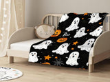 Halloween Throw Blanket Cozy Microfiber Blanket Soft Flannel Throw Festive Home Pumpkin Ghost V1107-114-889461-BLK7