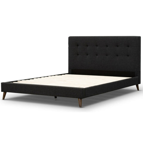 Volga Queen Bed Platform Frame Fabric Upholstered Mattress Base - Charcoal V315-VO-FBD-05