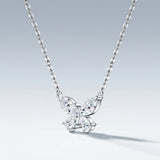 Elegant Butterfly Moissanite Pendant Necklace with Shimmering Crystals, Hypoallergenic Silver-Tone V1341-ZY-7U4NXBAM-MOISSANITE-PREMIUMS925