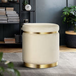 Artiss Ottoman Foot Stool Round Velvet Cream FS-B-675-VEL-CR