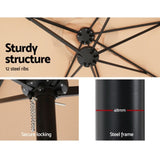 Instahut 4.57m Outdoor Umbrella Beach Pole Garden Tilt Beige UMB-POLE-4-TR-BG