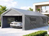 Instahut 3x6m Carports Canopy Tent Portable Garage Outdoor Steel Shelter Grey CAPT-WALL-3X6-GY