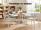 Gardeon 5PCS Outdoor Dining Set Table and Chairs Garden Patio Furniture Entwine White ODF-DIN-5STFD-601-WH