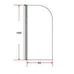 180 Degree Pivot Door 6mm Safety Glass Bath Shower Screen 800x1400mm By Della Francesca V63-830131