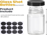Glass Jars with Lids - 15 x 2 oz Jars - Includes 15 Labels - Clear - Perfect for Ginger Smoothies, V1188-ZXY-10009