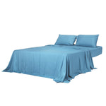 Dreamz 4pcs Queen Size 100% Bamboo Bed Sheet Set in Blue Colour BED1016-Q-BL