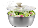 Stainless Steel Salad Spinner with Lid & Drain Basin Frame V1263-JX-5407