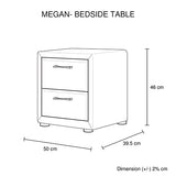 Bedside Table 2 drawers Night Stand Upholstery Fabric Storage in Light Grey Colour V43-BST-MEGALG