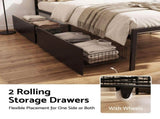 Artiss Queen Bed Frame with Charging Station & Storage Drawers Metal MBED-D-MAX-Q-BK-AB
