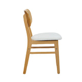 Rattan Back Dining Chairs Set of 2, White Faux Leather V1127-AU-DC03-BGE