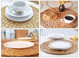 6 Pack 13 Inch Water Hyacinth Braided Placemat, Seagrass Woven Round Placemats, Natural Wicker V1370-AZ4-04068