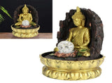 Resin Water Fountain Ornaments Meditating Buddha Statue LED Lighted Tabletop Fountain Home V1294-YM0901-3111200176212