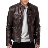 Men's PU Motorcycle Leather Jacket Slim Fit Zipper V728-LP1005007479131782