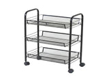 CARLA HOME 3 Tier Rolling Kitchen Trolley Cart - Metal Mesh - Black - Basic - Steel V178-36464