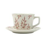 High-Fired Ceramic Stoneware Speckle Cup & Saucer Set 380ml Floral Tea Spoon EARTHY RED V274-HA-LA-P0024818-RD