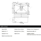 700x500mm Handmade 1.5mm 16 Gauge Stainless Steel Kitchen Laundry Sink with Waste V63-846471