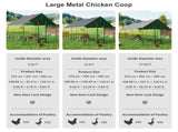 Heavy Duty XL Metal Walk-In Chicken Run with Cover, 276x405x300cm, Black V178-59376