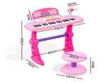Keezi Kids Piano Keyboard 37 Keys Electronic Musical Instrument Set w/ Stool Microphone KPK-37-PK