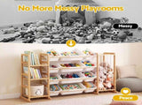 Keezi 3-in-1 Kids Toy Storage Organiser with 12 Bins, Shelves & Animal Storage FURNI-S-TOY3MULTI-WD
