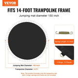 VEVOR Replacement Trampoline Mat Fits 14ft Frame 72 V-Rings 5.5" Spring Length V952-YXBCTD14YC72DJPYCV0