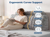 Giselle Wedge Pillow Headboard, Easy Wash Zipper Cover & Anti-Flat Foam, Couch Lumbar Support for HBP-VRNECK-COR-GY-KS