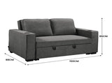 Sarantino Hoffman Linen Sofa Bed with Cushions and Cup Holders Dark Grey SOFA-YGG-7004-LNN-DGY