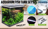 Aquarium Curved Glass RGB LED Fish Tank Set Filter Pump 52L V274-AQ-FT52L-BK