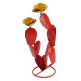 Metal Prickly Pear Cactus with Flowers Iron Rustic Cactus Statue Desert Decor Sculpture for Garden V1294-YM0703-3111230153411