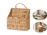 Rustic Water Hyacinth Hanging Door Basket 9x4x12.1 Inch, Woven Storage Basket For Plant Flower Mail V1369-AZ3-W-15199