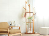 Bamboo Coat Rack Stand with Umbrella Holder - Hanging Storage V178-66737