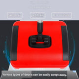 Red Manual Carpet Sweeper with Triple Roller Brushes - Non-Electric Push Broom for Pet Hair, V888-ELOSUNG53538