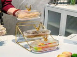 Fashion Three-Tier Covered Snack and Fruit Tray - Sturdy Metal Frame, Nordic Design, Suitable for V1102-DCLSGP001