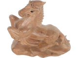 Wooden Horse Statue Figurine Khaki for Desktop Decor Inspiration V1192-AZ-W-21519