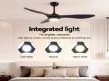 Devanti 52'' Ceiling Fan DC Motor w/Light w/Remote - Black CF-B-52-310B-BK