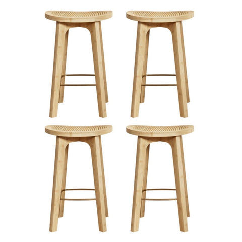 Artiss 4x Bar Stools Bamboo Rattan Stool Counter Chair Kitchen Barstools BA-Y-1033-NAX4