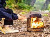 Portable Folding Camping Stove with Grill Stainless Steel Wood- Pit for Hiking, V1107-CS-BXSSKL