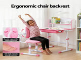 Keezi Kids Study Desk Chair Set Adjustable Ergonomic Table LED Lamp Pink KTC-A-STU-FA-PK