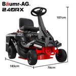 BAUMR-AG 24" Ride On Lawn Mower, Lithium Electric Start System, 6HP 224cc, 5 Cut Heights, Catcher V219-MOWRIDBMP24A