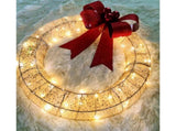 Outdoor Christmas Wreath Decoration, LED Metal Holiday Decor for Home Exterior, Garden - Gold 50CM V1263-JX-1577