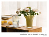 Nordic-Style Glass Vase - Elegant Fluted Flower Vase for Home Decor V888-ELOSUNG25575