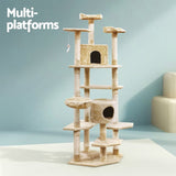 i.Pet Cat Tree 203cm Tower Scratching Post Scratcher Condo Trees House Bed Beige PET-CAT-PCTOP-BE