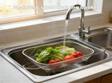 Stainless Steel Sink Basket Telescopic Vegetable Wash Basin Rack Multi-functional Tableware Bowl V1366-AZ2-W-16079