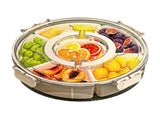 Divided Serving Tray with Lid and Handle,360 Rotatable Sealed Snackle Box,6 Compartment Food-Grade V1366-AZ2-W-17135