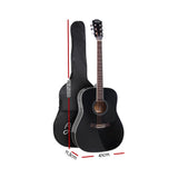 Alpha 41 Inch Acoustic Guitar Wooden Body Steel String Dreadnought Black GUITAR-D-41-BK