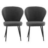 Artiss 2x Dining Chairs Sherpa Boucle Wing Back Grey UPHO-C-DIN-2514-GYX2