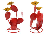 Metal Prickly Pear Cactus with Flowers Iron Rustic Cactus Statue Desert Decor Sculpture for Garden V1294-YM0703-3111230153411