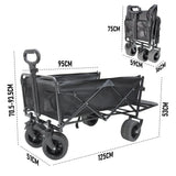 Foldable Camping Wagon 150L Portable Hand Trolley with All-Terrain Wheels and Tailgate For Outdoor V985-UTILITYWAGON