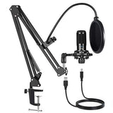 USB Condenser Microphone Bundle Kit,192KHZ/24BIT Professional Cardioid Computer Mic with Adjustable V1192-AZ-W-31785