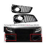 1 Pair Front Bumper Fog Light Grilles, ABS Direct Fit Replacements for Audi A5, S5 B8 and RS5 V1189-LC-HW-00523